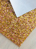 Gold and Pink Chunky Glitter Fabric Sheet