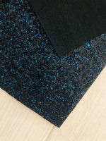 Black and Blue Chunky Glitter Fabric - Black Twill Backing