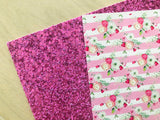 Printed Pebbled Faux Leather Pink Flowers