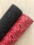 Printed Pebbled Leather Red Bandana