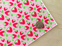 Printed Pebbled Faux Leather Strawberries