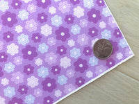 Printed Pebbled Faux Leather Purple Floral