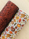 Printed Pebbled Faux Leather Thanksgiving Elements