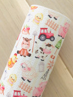 Printed Pebbled Faux Leather Farm Animals