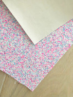 Pink and Blue Chunky Glitter Fabric - White Canvas Backing