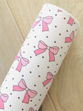 Printed Faux Leather Pink Bow Design