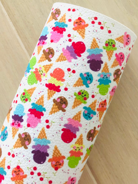 Printed Pebbled Faux Leather Ice Cream Cone