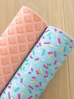 Printed Pebbled Faux Leather Blue Ice Cream Sprinkles