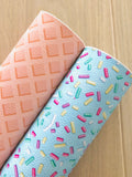 Printed Pebbled Faux Leather Blue Ice Cream Sprinkles