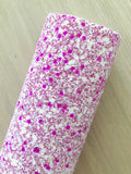 Purple and White Chunky Glitter Fabric Sheet