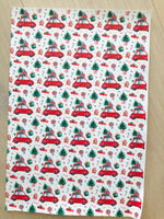 Printed Pebbled Faux Leather Christmas Red Wagon