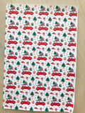 Printed Pebbled Faux Leather Christmas Red Wagon