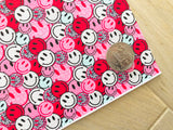 Printed Pebbled Leather Smiley Face