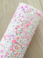 Mixed White and Pink Glitter Fabric