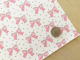 Printed Faux Leather Pink Bow Design