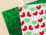 Printed Pebbled Faux Leather Watermelon Design