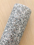 Solid Silver Chunky Glitter Fabric - Twill Backing