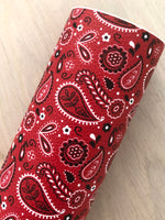 Printed Pebbled Leather Red Bandana