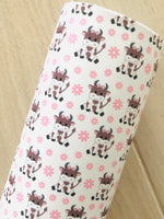 Custom Printed Smooth Leather Cow and Floral