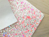 Mixed White and Pink Glitter Fabric