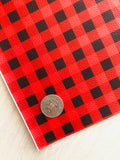 Printed Pebbled Faux Leather Buffalo Plaid