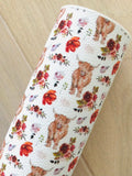 Printed Pebbled Faux Leather Highland Cow and Floral