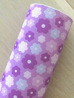 Printed Pebbled Faux Leather Purple Floral