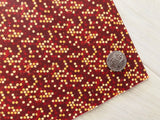 Printed Cross Textured Faux Leather Red and Gold Dots