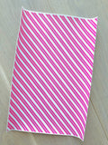 Printed Pebbled Faux Leather Pink and White Stripes Design