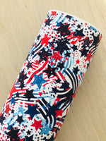 Printed Pebbled Faux Leather Red and Blue Stars