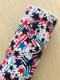 Printed Pebbled Faux Leather Red and Blue Stars