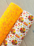 Printed Pebbled Faux Leather Turkey and Pumpkin Pie