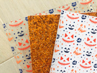 Printed Pebbled Faux Leather Sheet Jack O Lantern