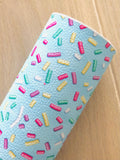 Printed Pebbled Faux Leather Blue Ice Cream Sprinkles