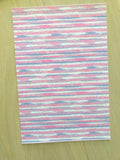 Printed Pebbled Faux Leather Pink, Blue and White Wavy Lines