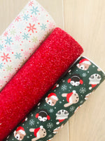 Printed Pebbled Faux Leather Christmas Forest Animals