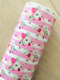 Printed Pebbled Faux Leather Pink Flowers