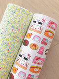 Printed Pebbled Faux Leather Cute Food Items Design