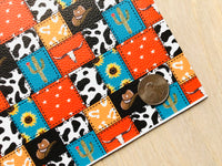 Printed Pebbled Faux Leather with Western Design Elements Patchwork