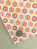 Printed Pebbled Faux Leather Sun and Flowers