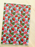 Printed Pebbled Faux Leather Strawberries