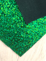 Premium Chunky Glitter Solid Green Fabric Sheet - Felt Backing