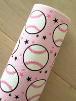 Printed Pebbled Faux Leather Pink Baseball