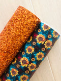 Printed Pebbled Faux Leather Sunflower Design