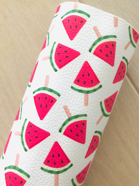 Printed Pebbled Faux Leather Watermelon Popsicle