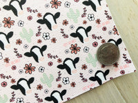 Printed Pebbled Faux Leather Cow and Flower