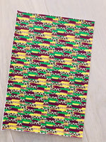 Printed Pebbled Faux Leather Mardi Gras Color Brushstroke and Leopard