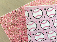 Printed Pebbled Faux Leather Pink Baseball