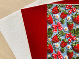 Printed Pebbled Faux Leather Strawberries