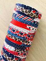 Printed Pebbled Faux Leather 4th of July Brushstroke